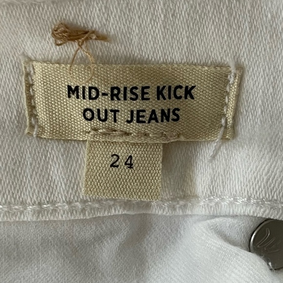Madewell Mid-Rise Kick Out Jeans Pure White Womens size 24 Minimalist Casual - Picture 11 of 15